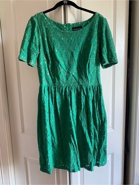 Cynthia Rowley Green Lace Fit & Flare Dress